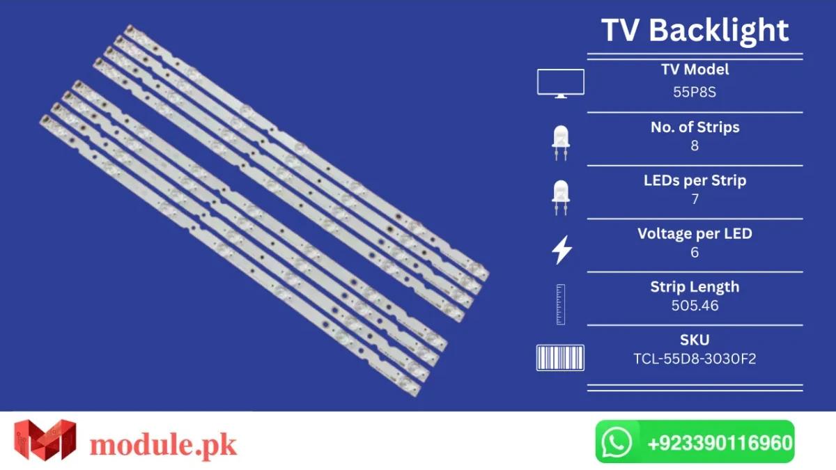 LED Backlight Strip TCL 55" - 6V - 506mm - 55P8S, 55A527, 55S525, 55EP683, 55EP684, 55EP685, 4C-LB5507-YH10J