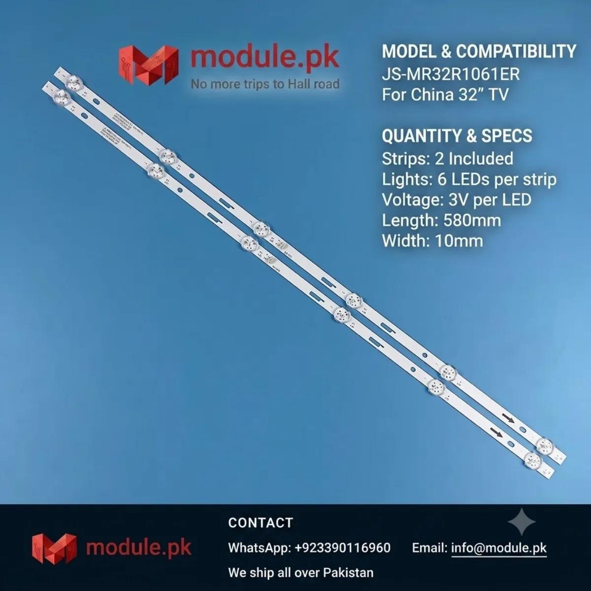 LED Backlight Strip China 32" - 3V - 580mm - JS-MR32R1061ER