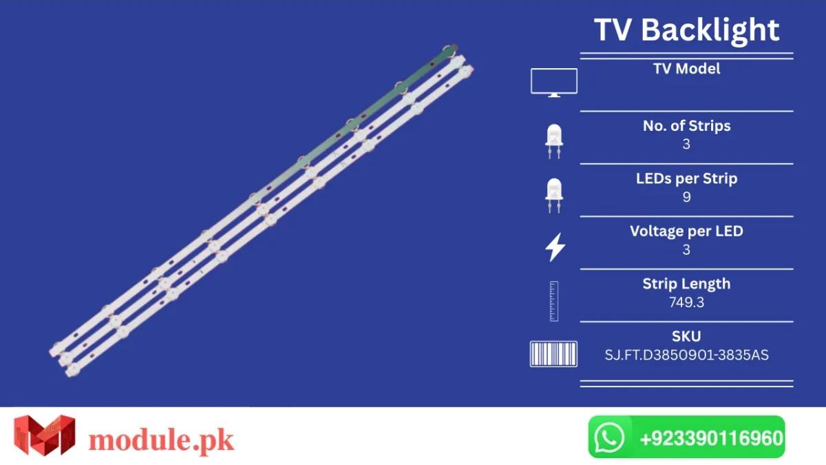 LED Backlight Strip China 40" - 3V - 750mm - SJ.FT.D3850901-3835AS