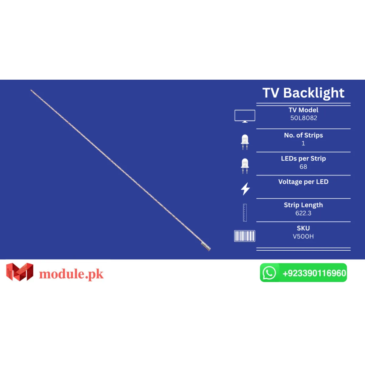 LED Backlight Edge-lit Ecostar 50" - 622mm - 50L8082, LE50A5000, LH50DU6000, 50L2400U, LE50H454E