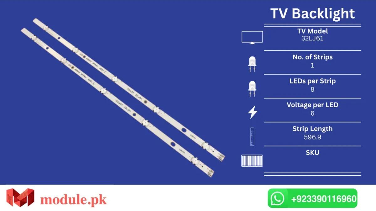 LED Backlight Strip LG 32" - 6V - 597mm - 32LJ61, 32LJ610V-ZD, 32LJ610U, 32LK61