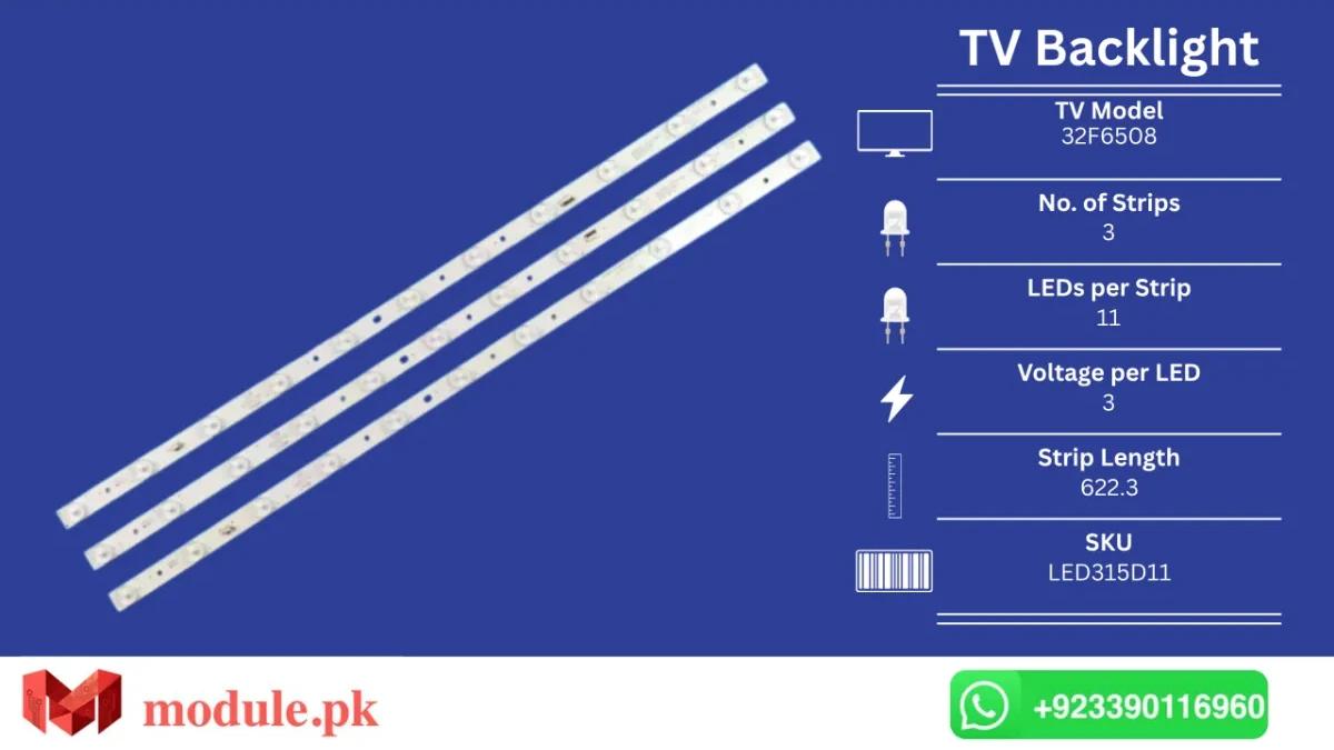 LED Backlight Strip Orient 32" - 3V - 622mm - 32F6508, Mystery MTV-3222LW, LE32C800C, LE32B50, H32E16, LM315TA-T01, T320XVN02.0