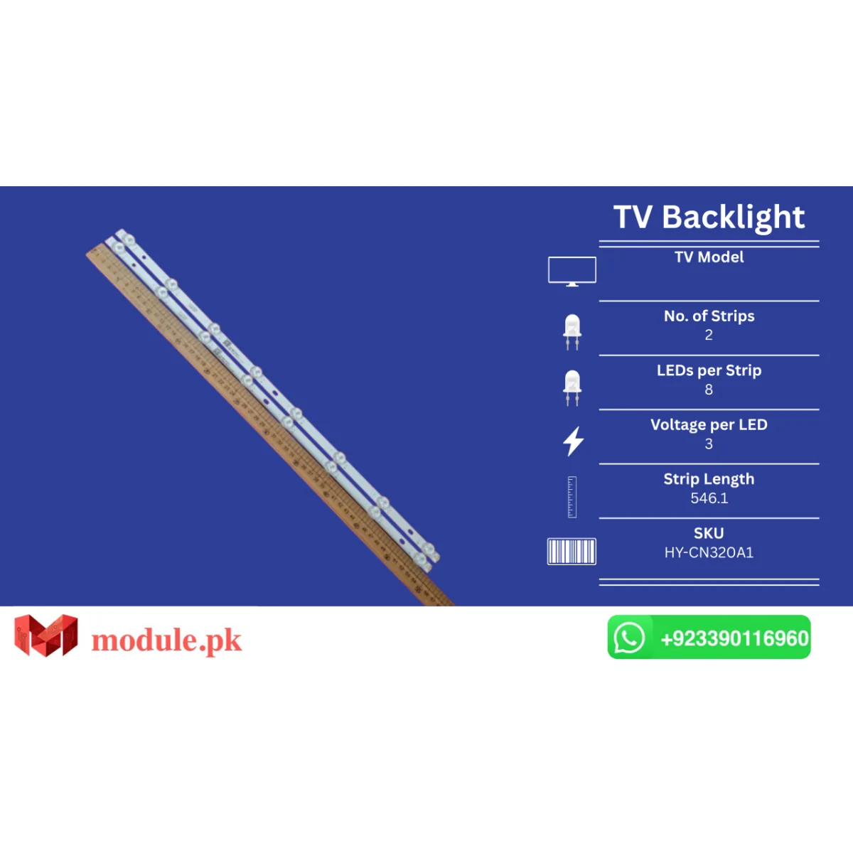 LED Backlight Strip Nobel 32" - 3V - 546mm - HY-CN320A1