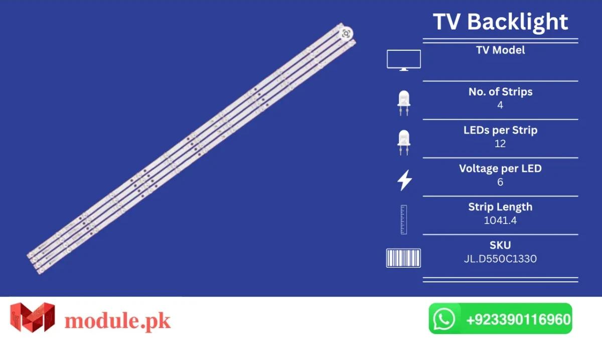 LED Backlight Strip Hisense/MultyNet 55" - 6V - 1041mm - 55S1, JL.D550C1330, CAIXUN CX55S1USM