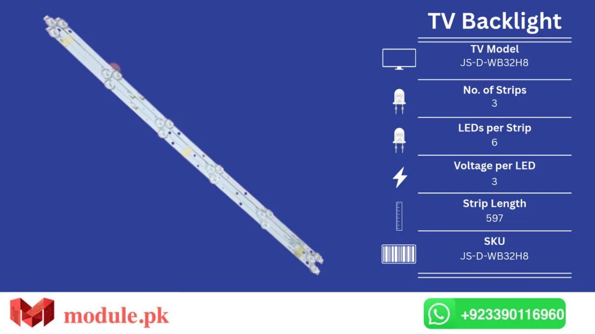 LED Backlight Strip MultyNet 32" - 3V - 597mm - JS-D-WB32H8