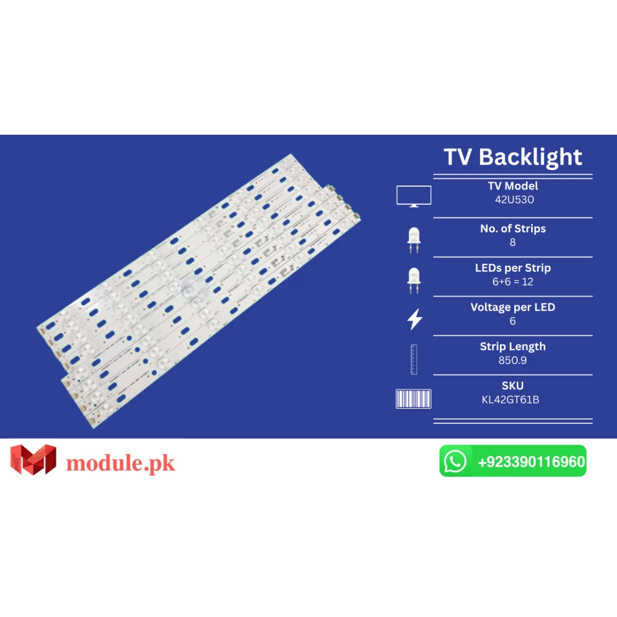 LED Backlight Strip Ecostar 42" - 6V - 851mm - CX-42U530