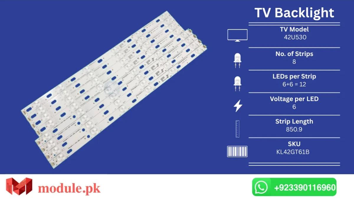 LED Backlight Strip Ecostar 42" - 6V - 851mm - CX-42U530