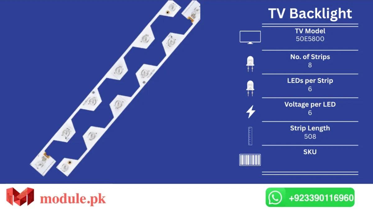 LED Backlight Strip TCL 50" - 6V - 508mm - 50E5800, 50HR330M05A5, B50A658U