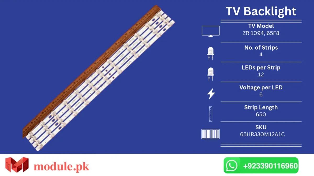 LED Backlight Strip TCL 65" - 6V - 650mm - ZR-1094, 65F8, 65L8, 65A363, 65A445, 65P635, 65P615, 65A443, 65S431, 65S434, 65S435, 65S443, 65P618, 65V2D, 65F9, 6533F9, 65V690, 65N668, 65A465, 65RP620K