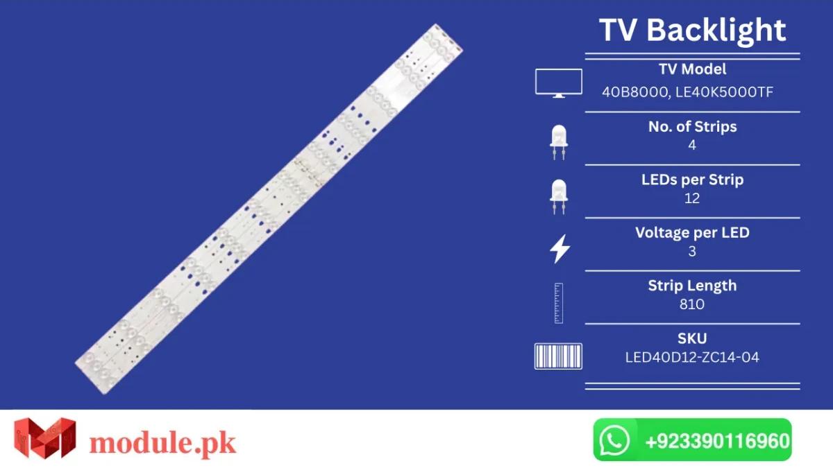 LED Backlight Strip Haier/Orient 40" - 3V - 810mm - LE40B8000, LE40K5000TF, LE40A7100L, LE40B3300W, LE40B3000, LED40ME1000, ORIENT JAGUAR 40 INCH FHD