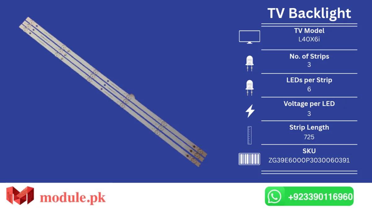 LED Backlight Strip Changhong 40" - 3V - 725mm - L40X6i