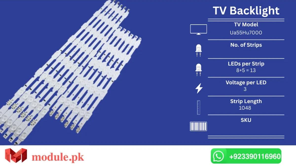 LED Backlight Strip Samsung 55" - 3V - 1048mmmm - UA55HU7000, UE55HU6900S, UE55HU6900U, UE55HU7000U, UN55HU7000, UN55HU6840, UN55HU6830