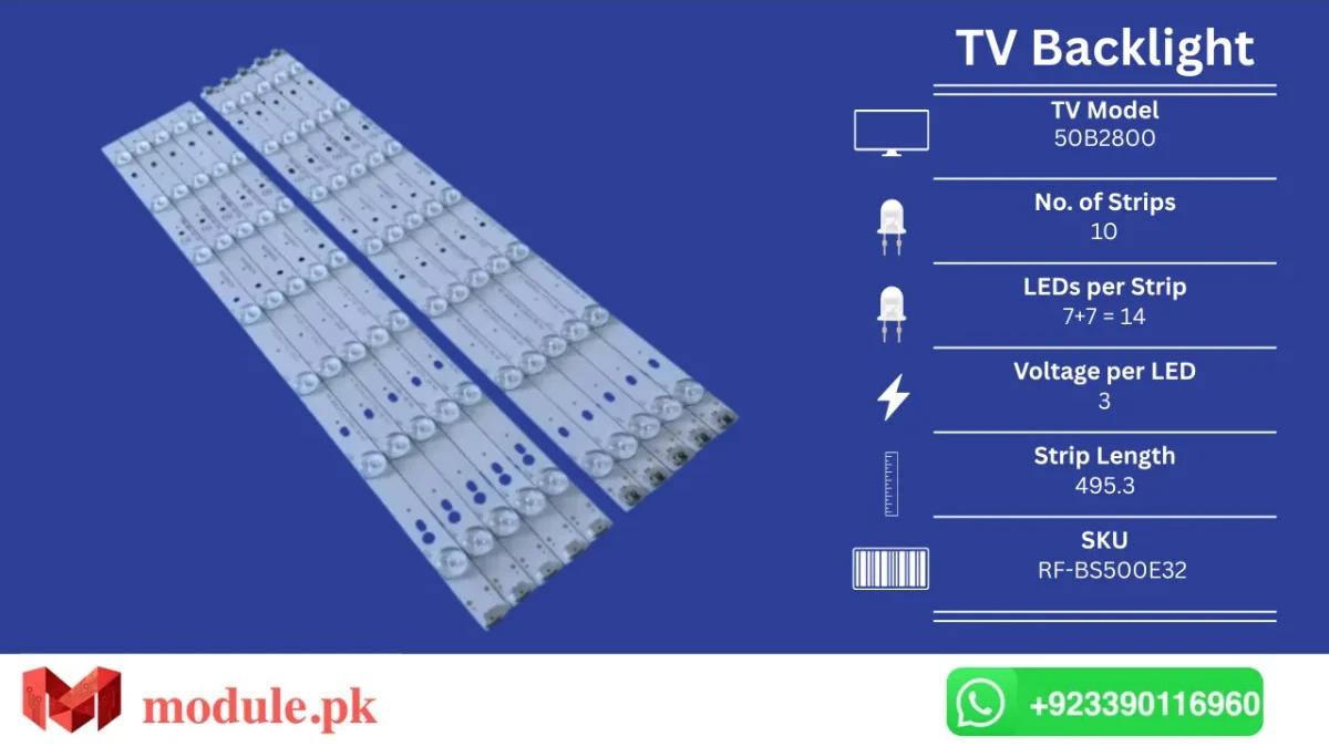 LED Backlight Strip TCL 50" - 3V - 495mm - 50B2800, L50F2850A, D50A710