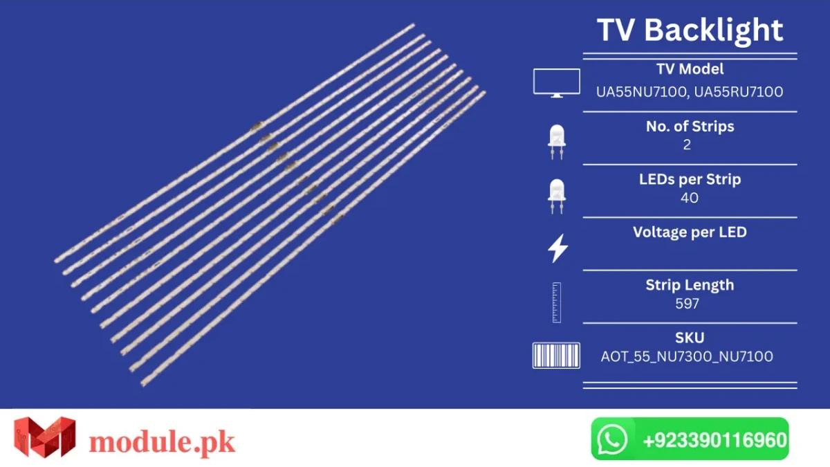 LED Backlight Edge-lit Samsung 55" - 597mm - UA55NU7100, UA55RU7100, UE55NU7300, UE55NU7100, UN55NU7100, UA55RU7300