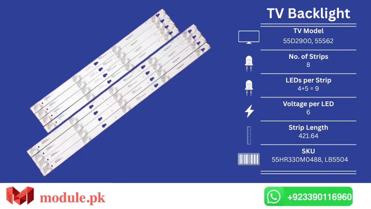 LED Backlight Strip TCL 55" - 6V - 55D2900, 55S62, 55S405LEA, 55U6700C, D55A810, 55S4900