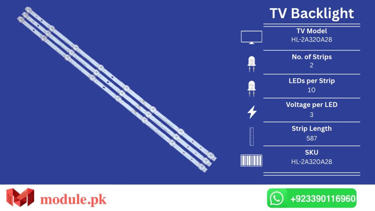 LED Backlight Strip China 32" - 3V - 587mm - HL-2A320A28