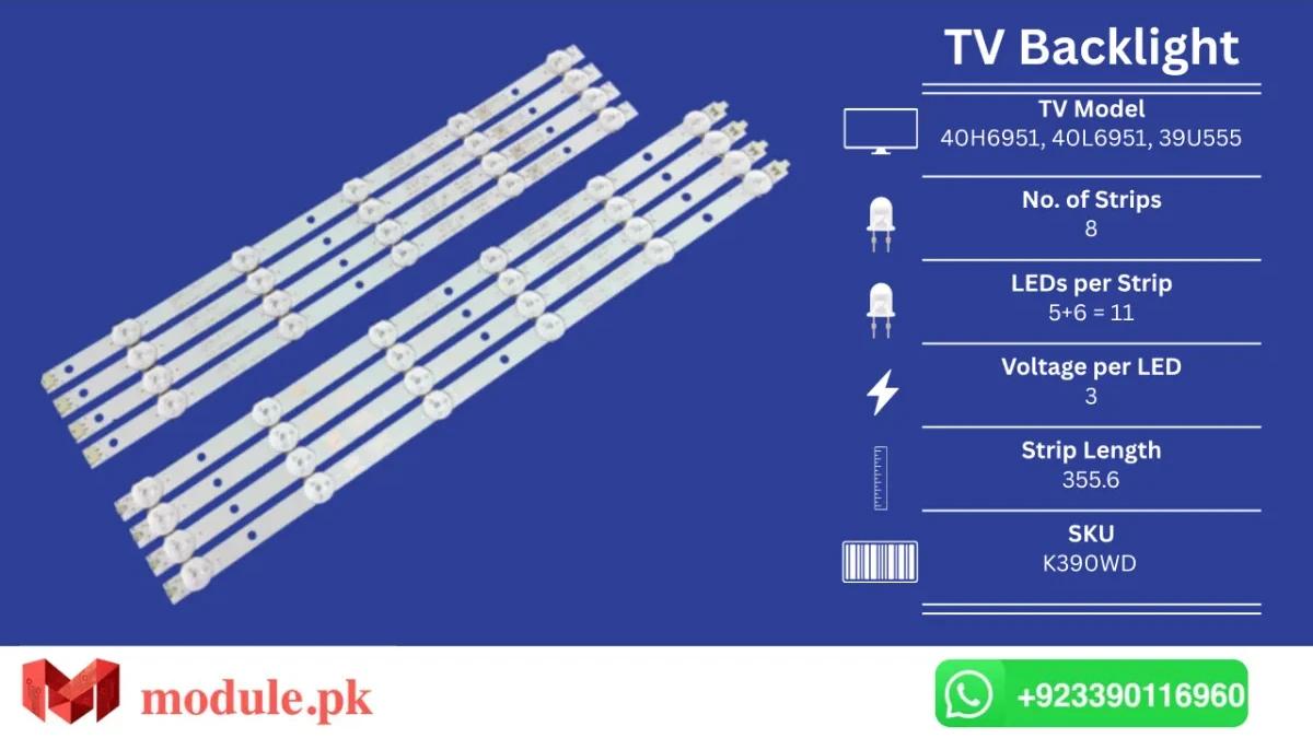 LED Backlight Strip Orient 40" - 3V - 40H6951, 40L6951, ECOSTAR CX-39U555