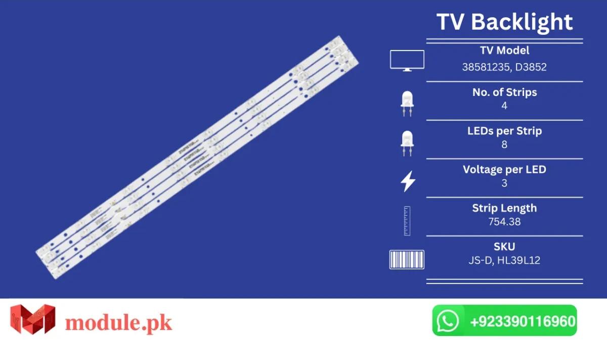 LED Backlight Strip China 40" - 3V - 754mm - JLD38581235-017HS, XS-1338