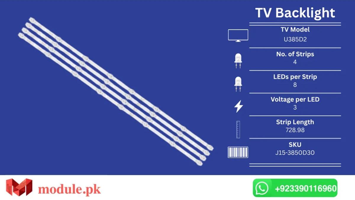 LED Backlight Strip China 40" - 3V - 729mm - HY-U385D2