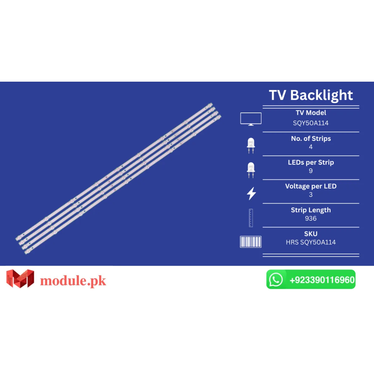 LED Backlight Strip Nobel 50" - 3V - 936mm - SQY50A114, SJ.WJ.D500901