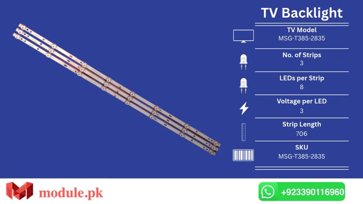 LED Backlight Strip China 40" - 3V - 706mm - MSG-T385-2835