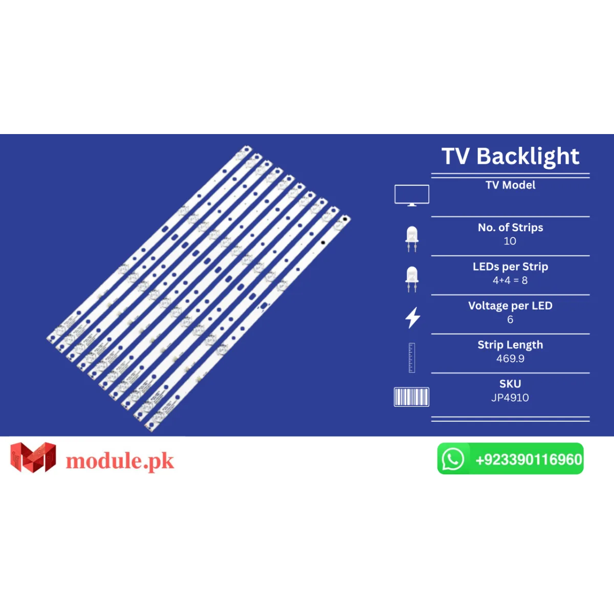 LED Backlight Strip China 49" - 6V - 470mm - E49DU1000, 49AX3000, 49AX