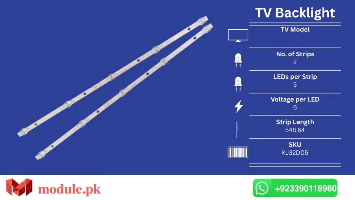 LED Backlight Strip China 32" - 6V - 549mm - KJ32D05, AWOX U3200STR