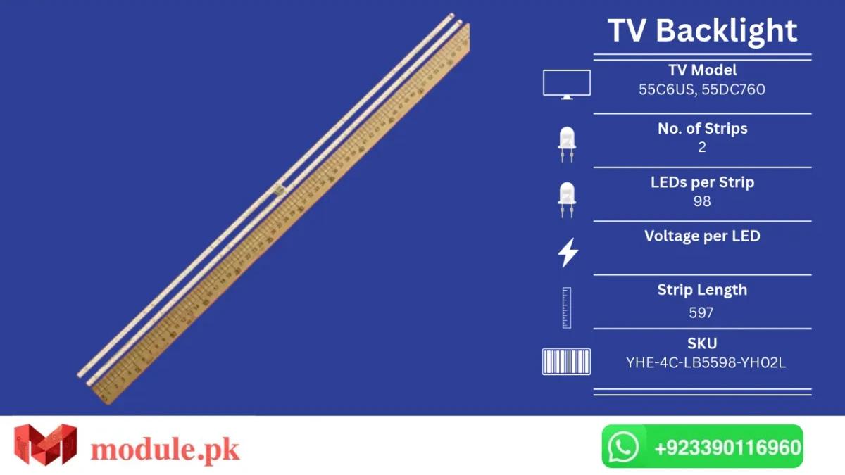 LED Backlight Edge-lit TCL 55" - 597mm - 55C6US, 55DC760, 55DC760X1, 55C6