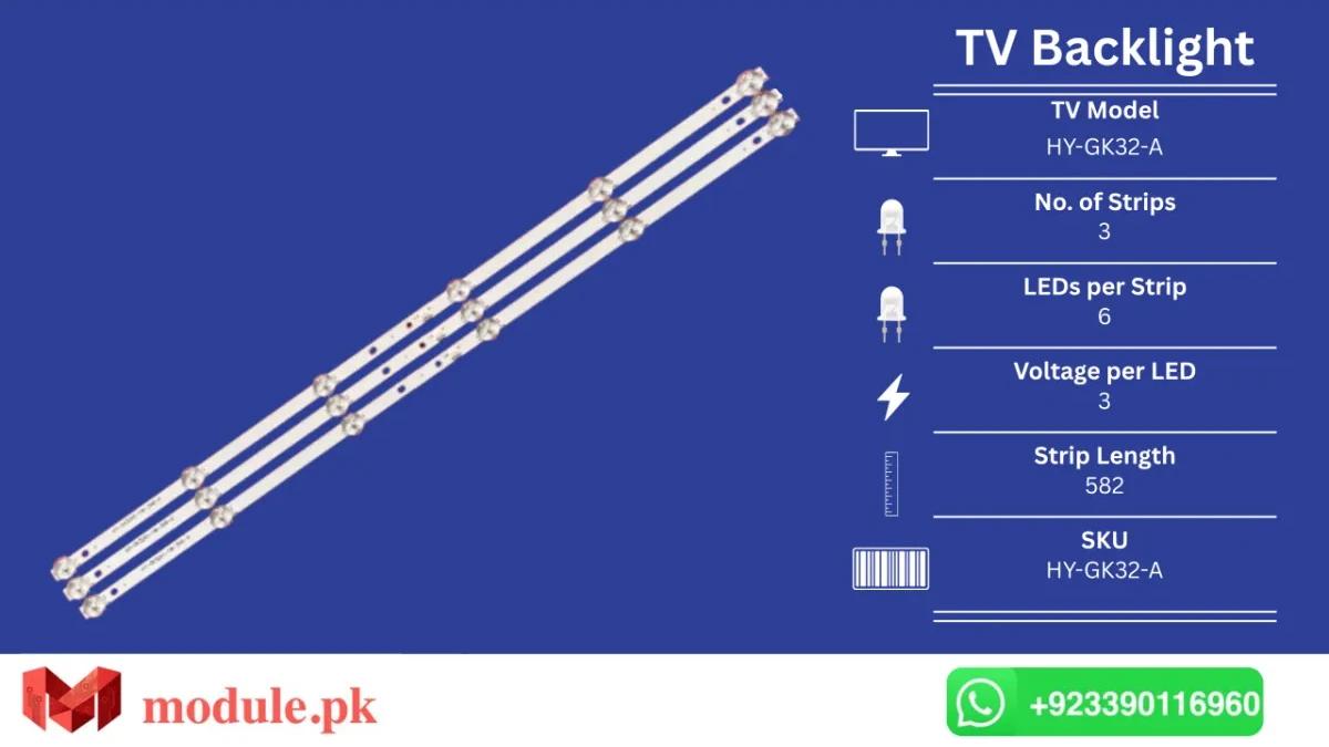 LED Backlight Strip China 32" - 3V - 580mm - HY-GK32-A-2W