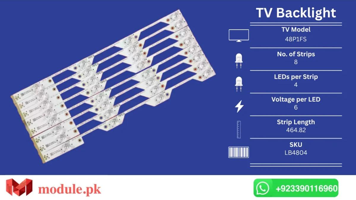 LED Backlight Strip TCL 48" - 6V - 465mm - 48P1FS, B48A858U, D48A920C, L48E5800A, 48X700