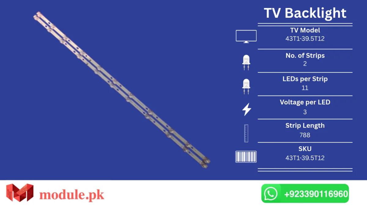 LED Backlight Strip China 43" - 3V - 788mm - 43T1-39.5T12