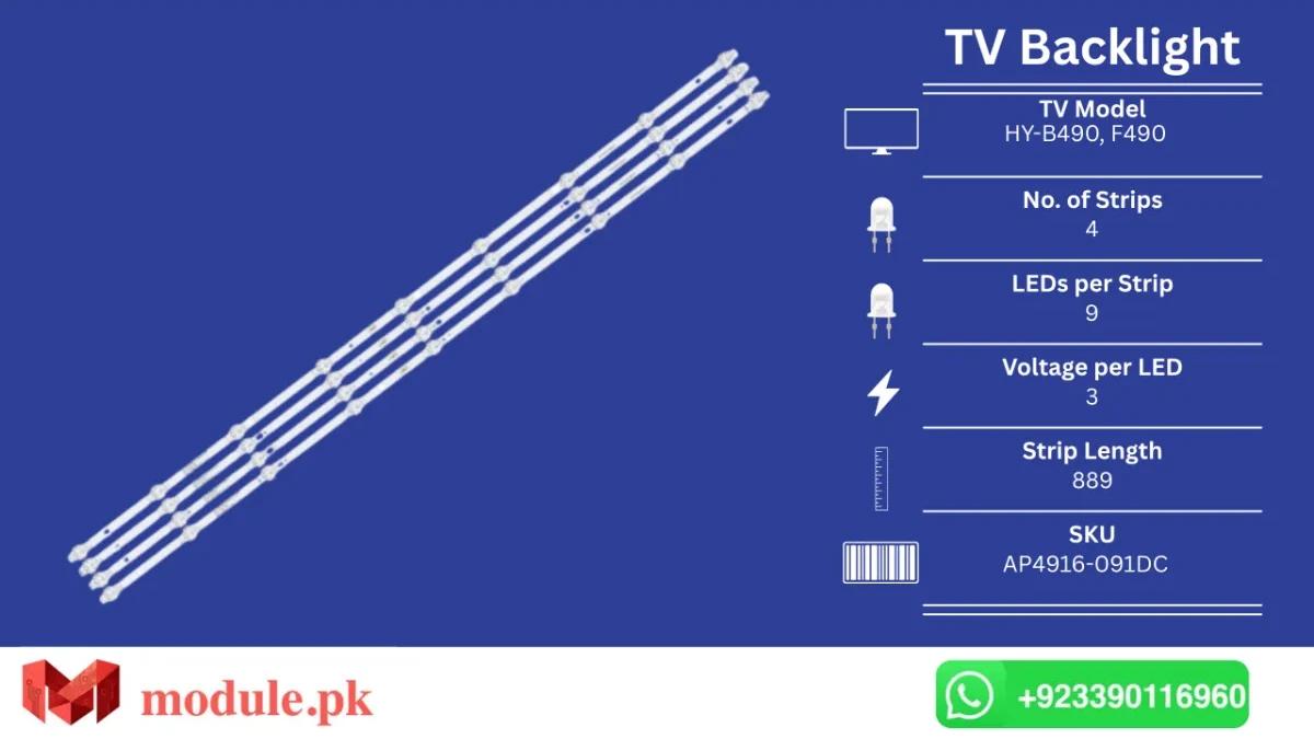 LED Backlight Strip China 49" - 3V - 889mm - HY-B490A2, Senko LY500-DH01, XS-1211