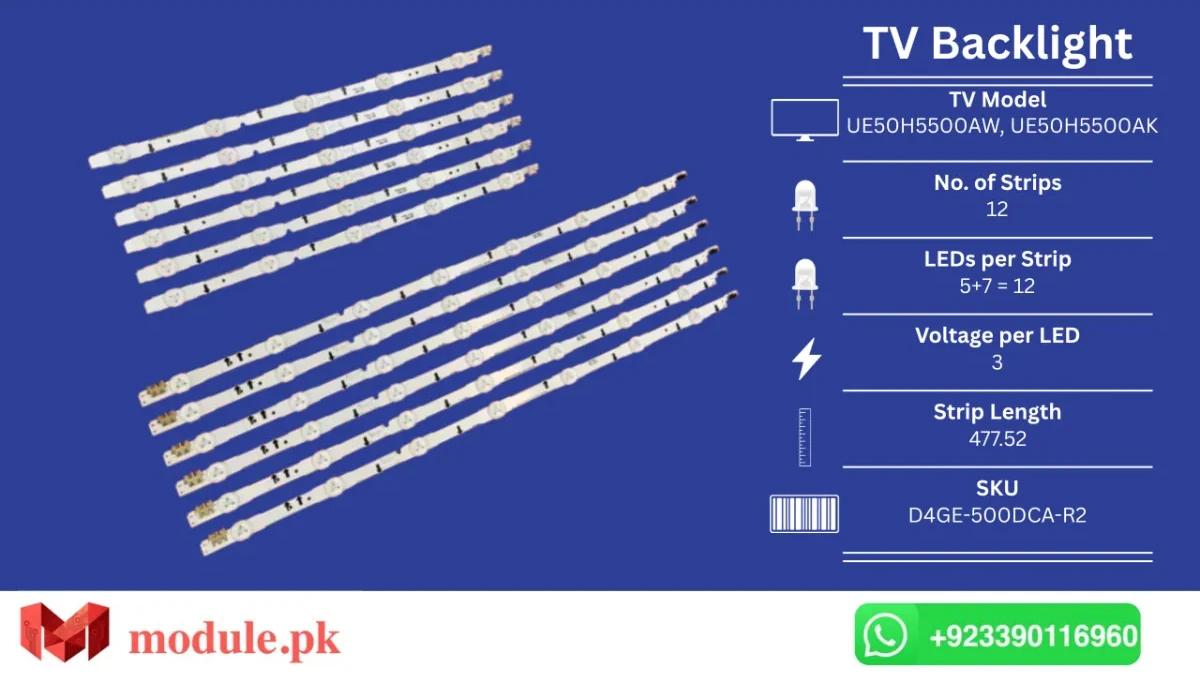 LED Backlight Strip Samsung 50" - 3V - UN50J6200AF, UA50H6400AW, UA50J6200AK, UE50J5500AW, UE50J5500AU, UE50J5500AK, UE50H5500AW, UE50H5500AK